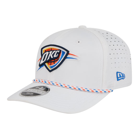 Toddler OKC Thunder New Era 9Seventy Stretch Snap Rope White Hat in White - Front Left View