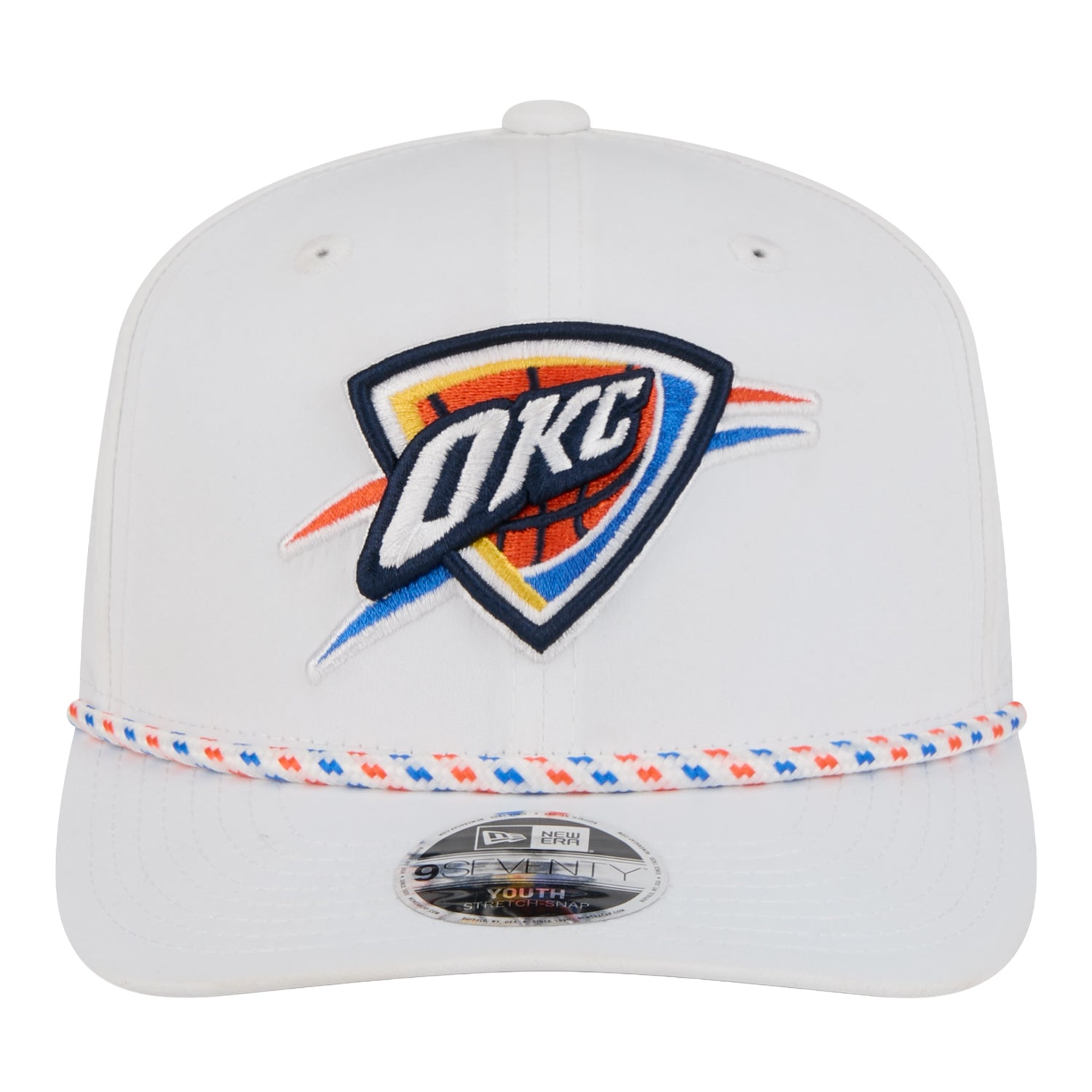 Toddler OKC Thunder New Era 9Seventy Stretch Snap Rope White Hat in White - Front View