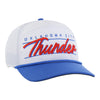 Youth OKC Thunder 47 Brand Condor Script Hitch Hat in White - Front Right View