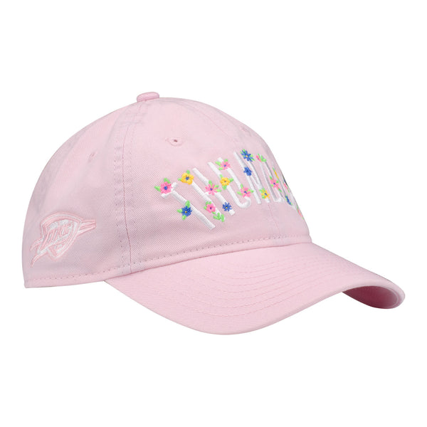 YOUTH OKC THUNDER NEW ERA 920 FLORAL ADJUSTABLE HAT in Pink - Front Right View