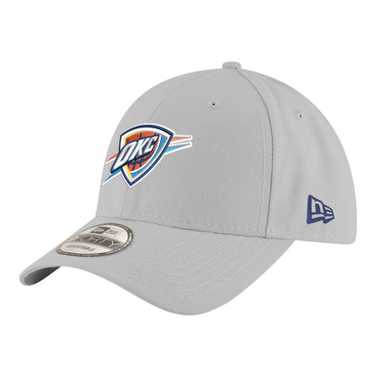YOUTH OKC THUNDER NEW ERA 940 GREY ADJUSTABLE HAT IN GREY - FRONT LEFT VIEW