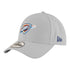 YOUTH OKC THUNDER NEW ERA 940 GREY ADJUSTABLE HAT IN GREY - FRONT LEFT VIEW
