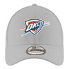 YOUTH OKC THUNDER NEW ERA 940 GREY ADJUSTABLE HAT IN GREY - FRONT VIEW