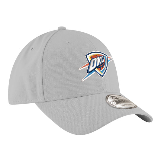 YOUTH OKC THUNDER NEW ERA 940 GREY ADJUSTABLE HAT IN GREY - FRONT RIGHT VIEW
