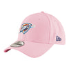 GIRLS OKC THUNDER NEW ERA 940 PINK ADJUSTABLE HAT IN PINK - FRONT LEFT VIEW