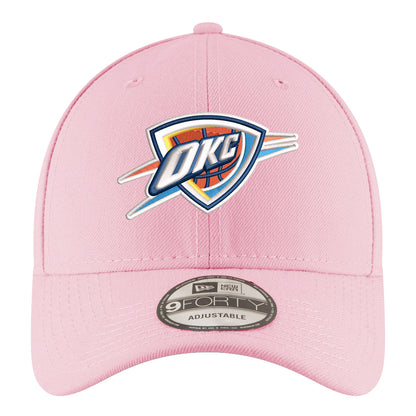 GIRLS OKC THUNDER NEW ERA 940 PINK ADJUSTABLE HAT IN PINK - FRONT  VIEW