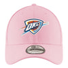 GIRLS OKC THUNDER NEW ERA 940 PINK ADJUSTABLE HAT IN PINK - FRONT  VIEW