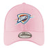 GIRLS OKC THUNDER NEW ERA 940 PINK ADJUSTABLE HAT IN PINK - FRONT  VIEW