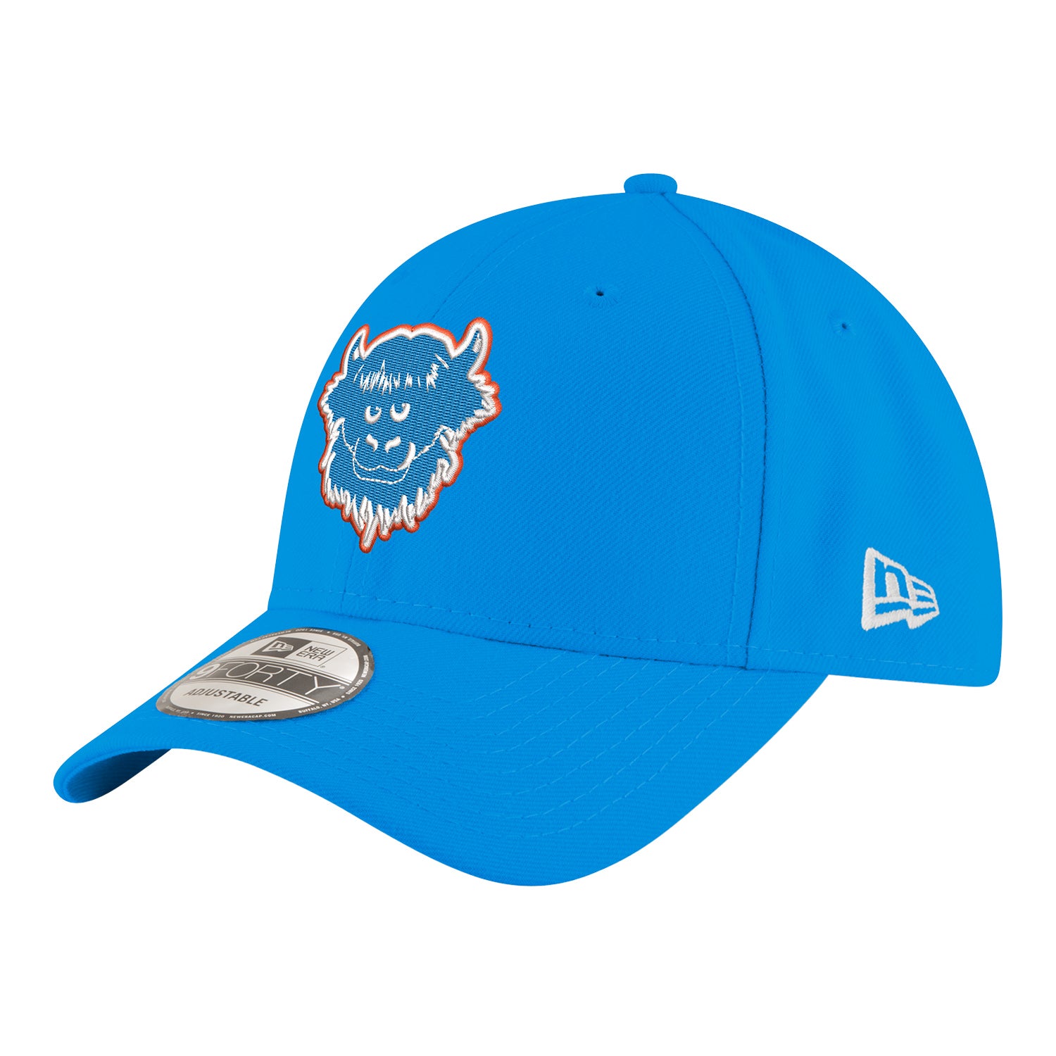 Youth OKC Thunder New Era 940 Rumble Blue Adjustable Hat In Blue - Front Left View
