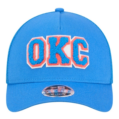Youth OKC Thunder New Era 9Forty A Frame Glitter Score Hat in Blue - Front View