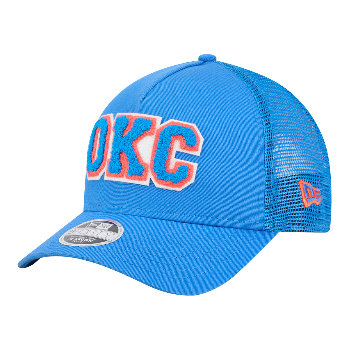 Youth OKC Thunder New Era 9Forty A Frame Glitter Score Hat in Blue - Front Left View