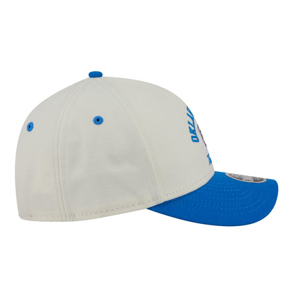 Youth OKC Thunder New Era 9Forty A-Frame Arched Snap Hat in White and Blue - right view