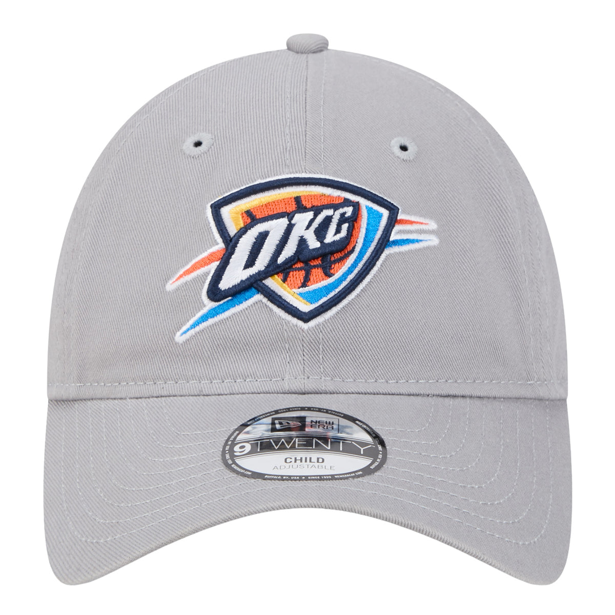 Youth OKC Thunder New Era 9Twenty Classic Hat in grey - Front View