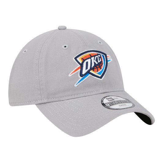 Youth OKC Thunder New Era 9Twenty Classic Hat in grey - Front Right View