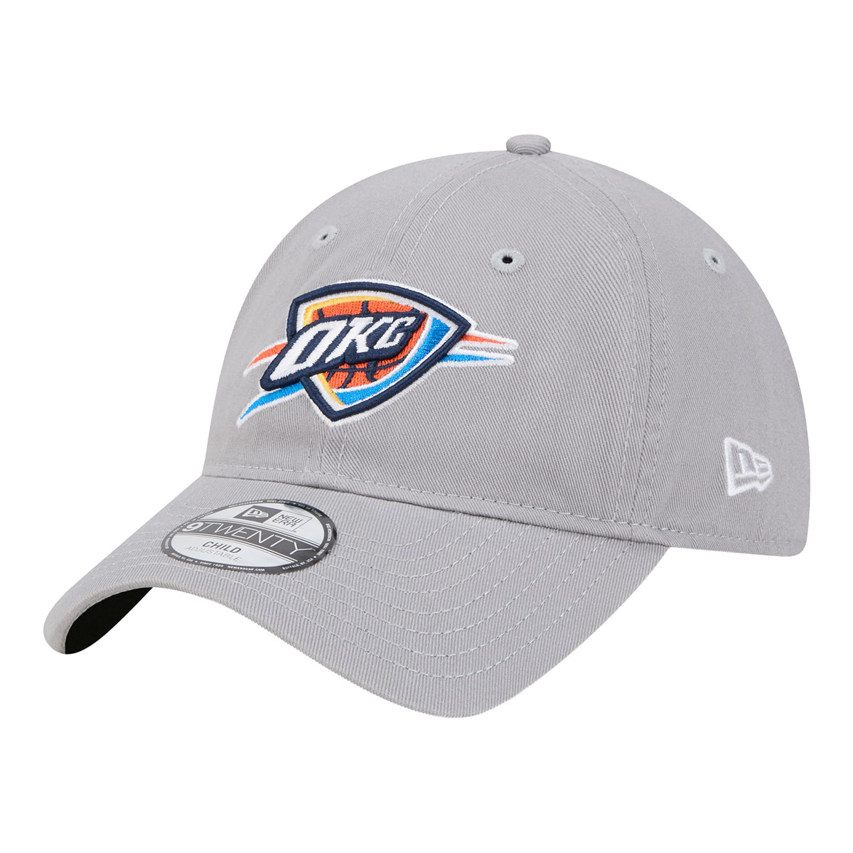 Youth OKC Thunder New Era 9Twenty Classic Hat in grey - Front Left View