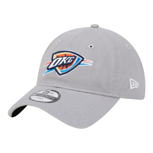 Youth OKC Thunder New Era 9Twenty Classic Hat in grey - Front Left View