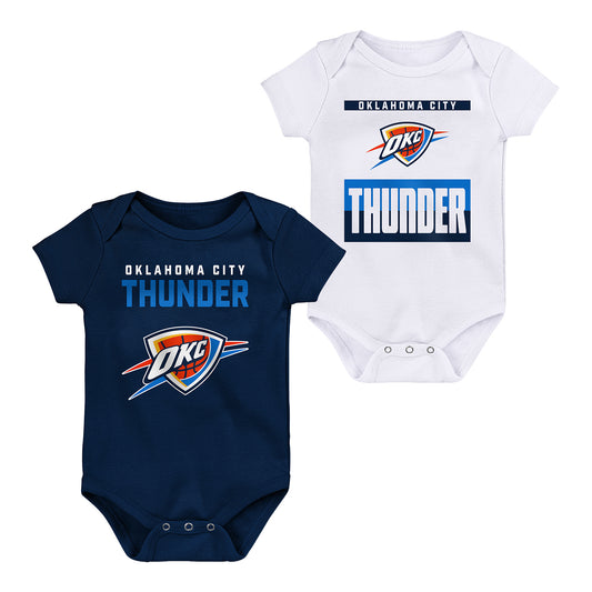 Infant Oklahoma City Thunder Outerstuff Huddle & Cuddle Onesie 2 Pk in Blue and White - Front View