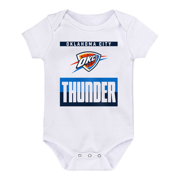 Infant Oklahoma City Thunder Outerstuff Huddle & Cuddle Onesie 2 Pk in White - Front View
