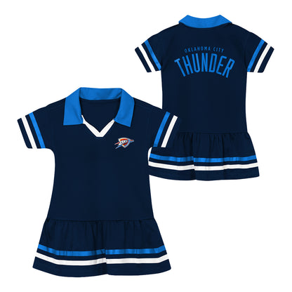 Toddler OKC Thunder Outerstuff Star Player Dress in Blue - Front and Back View