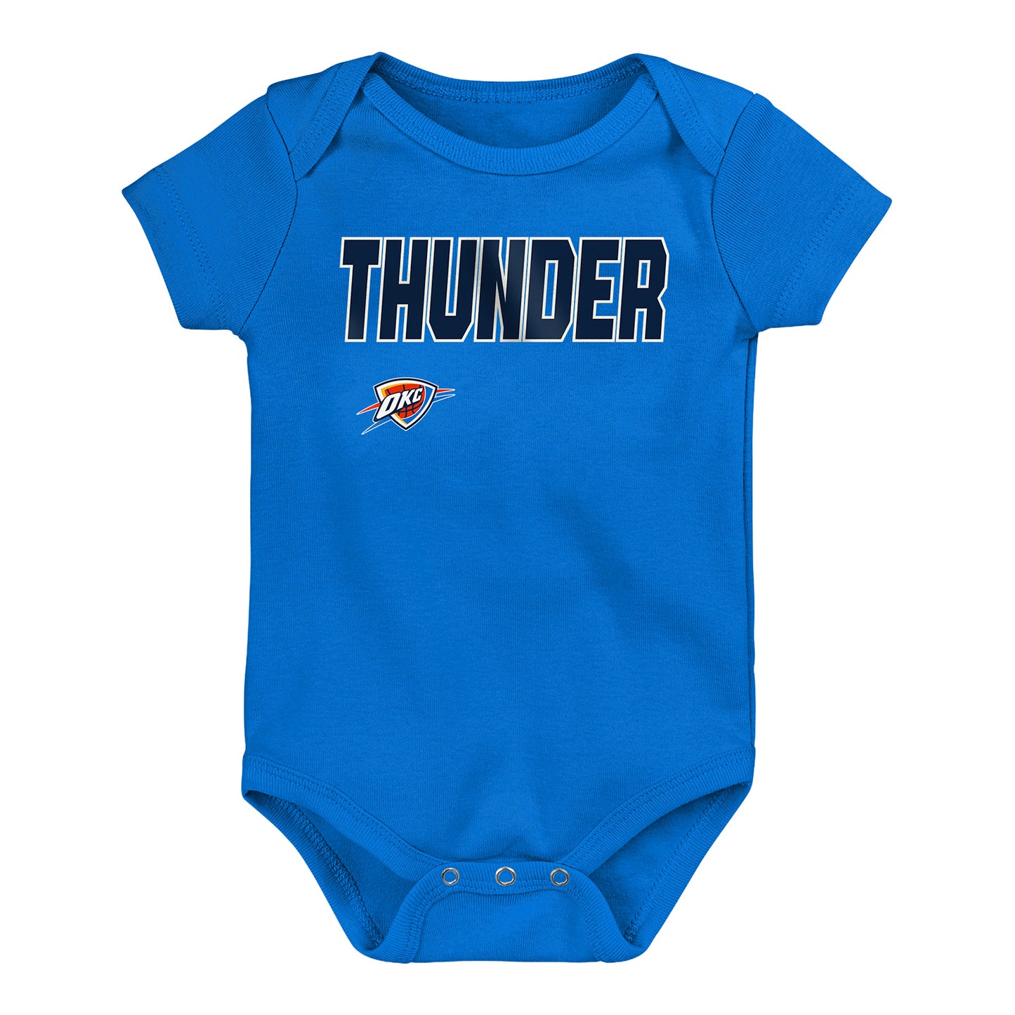 Newborn OKC Thunder Outerstuff Littlest Player 3-Pack Onesie Set in Blue - Front View