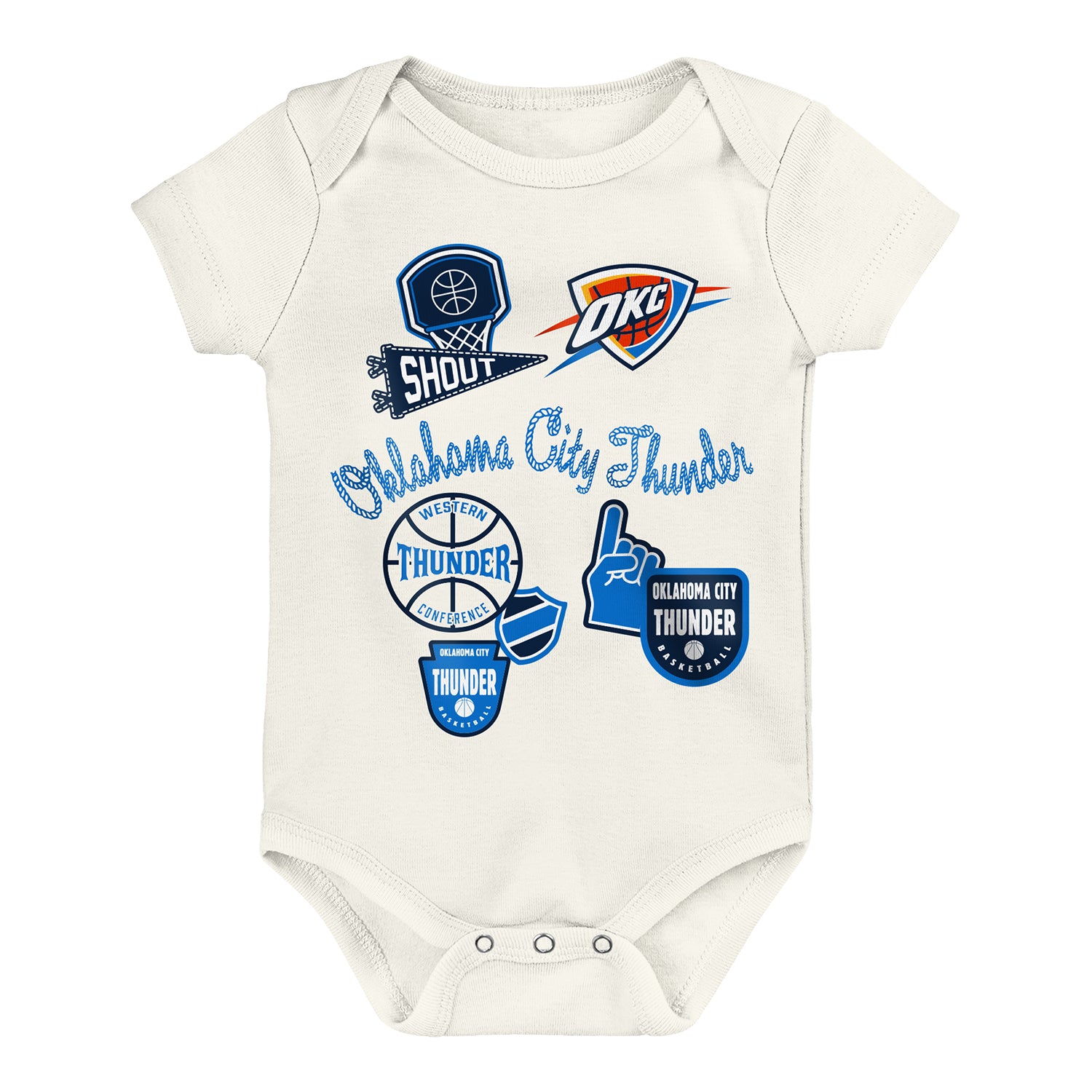 Infant OKC Thunder Outerstuff Littlest Player 3-Pack Onesie Set in White - Front View