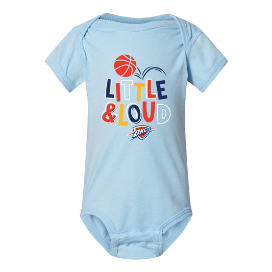 Infant OKC Thunder Little & Loud Onesie in Blue - Front View