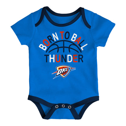 Infant OKC Thunder Outerstuff Born To Ball 3-Pack Onesie Set