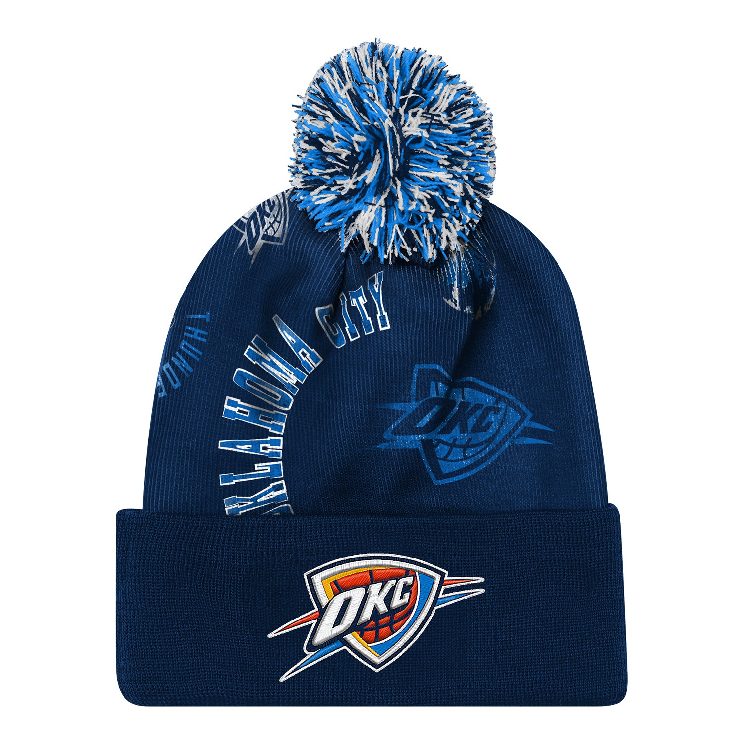 YOUTH OKC THUNDER STREET HOOPER CUFF KNIT in Blue - Front View