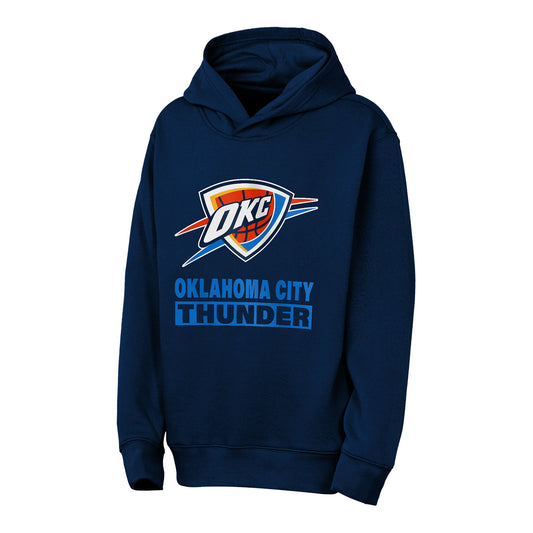 Youth Oklahoma City Thunder Back to Basics Hooded Sweatshirt in Blue - Front View