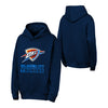 Youth Oklahoma City Thunder Back to Basics Hooded Sweatshirt in Blue - Front and Back View