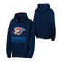 Youth Oklahoma City Thunder Back to Basics Hooded Sweatshirt in Blue - Front and Back View