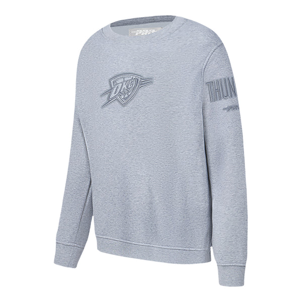 Youth Oklahoma City Thunder Pro Standard Tonal Neutral Grey Crew Neck Sweatshirt in Grey - Front Left View