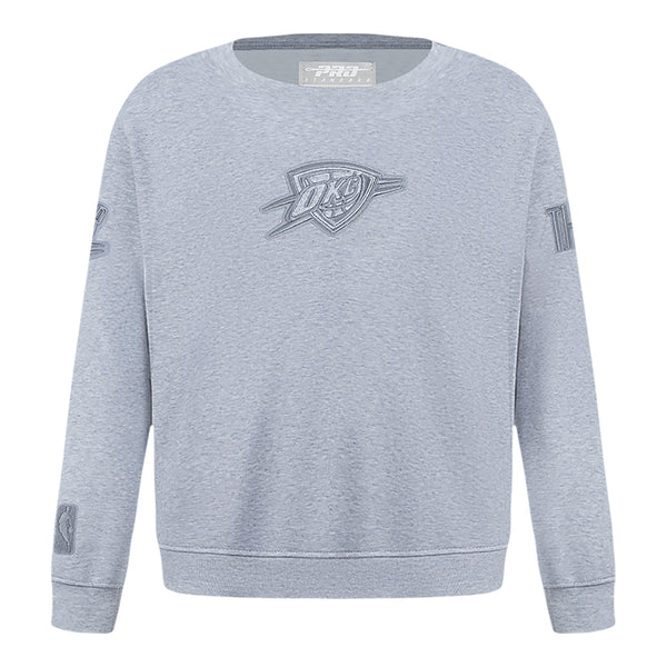 Youth Oklahoma City Thunder Pro Standard Tonal Neutral Grey Crew Neck Sweatshirt in Grey - Front View