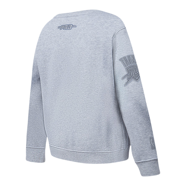 Youth Oklahoma City Thunder Pro Standard Tonal Neutral Grey Crew Neck Sweatshirt in Grey - Back View
