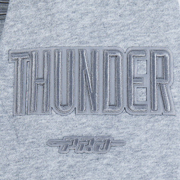 Youth Oklahoma City Thunder Pro Standard Tonal Neutral Grey Crew Neck Sweatshirt in Grey - Sleeve Detail View