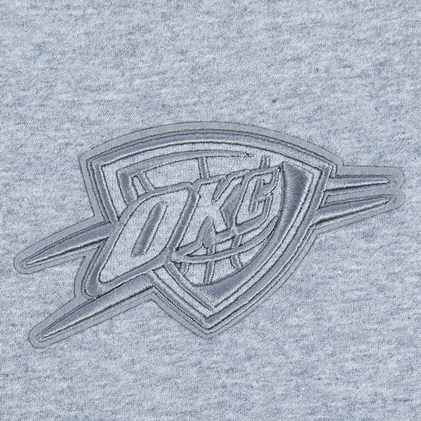 Youth Oklahoma City Thunder Pro Standard Tonal Neutral Grey Crew Neck Sweatshirt in Grey - Chest Detail