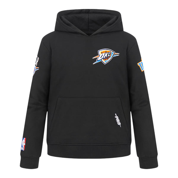 Youth Oklahoma City Thunder Classic Fleece Full Zip Hooded Sweatshirt in Black - Front view