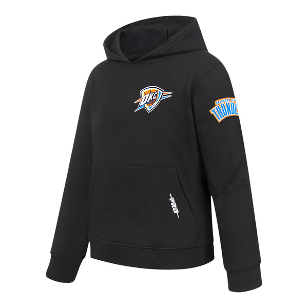 Youth Oklahoma City Thunder Classic Fleece Full Zip Hooded Sweatshirt in Black - Front Left View