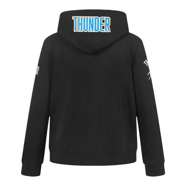 Youth Oklahoma City Thunder Classic Fleece Full Zip Hooded Sweatshirt in Black - Back View