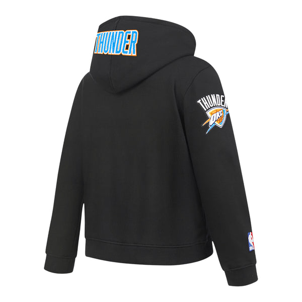 Youth Oklahoma City Thunder Classic Fleece Full Zip Hooded Sweatshirt in Black - Front Right View