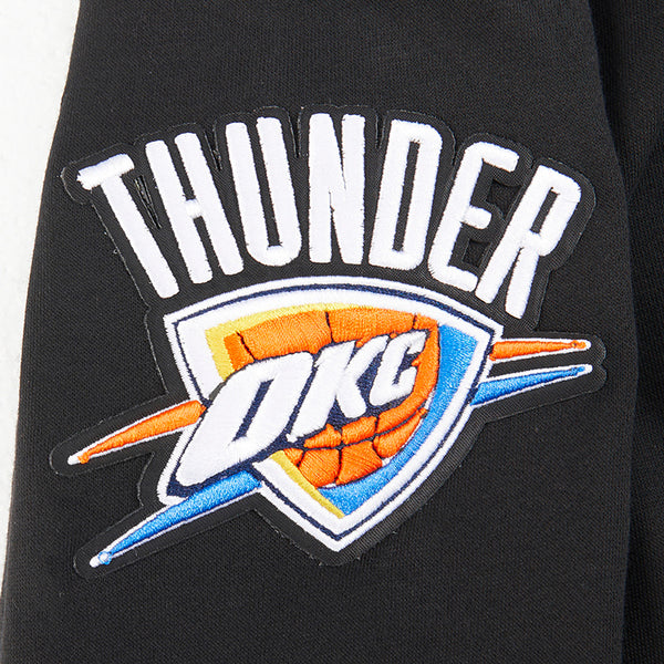 Youth Oklahoma City Thunder Classic Fleece Full Zip Hooded Sweatshirt in Black - Sleeve View