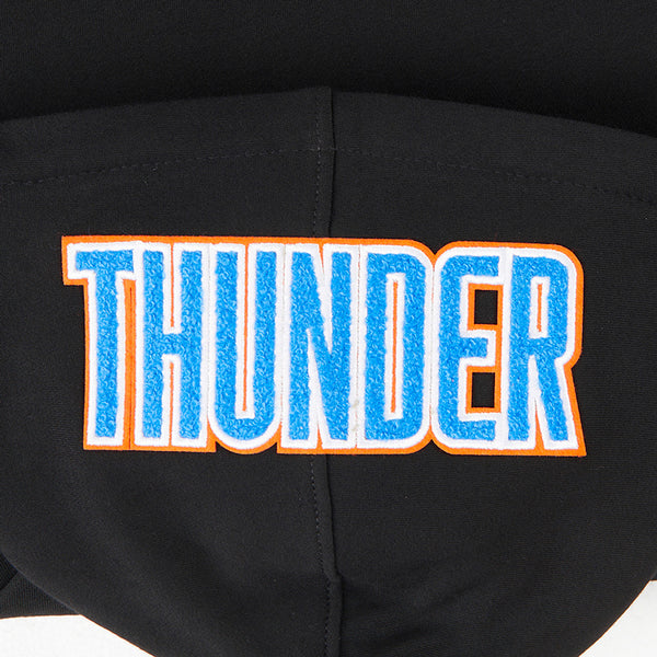 Youth Oklahoma City Thunder Classic Fleece Full Zip Hooded Sweatshirt in Black - Hoodie Detail View