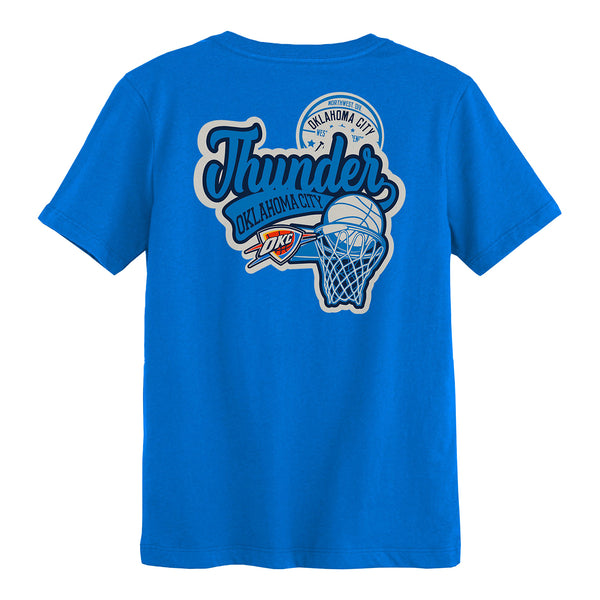 Kids Oklahoma City Thunder Outerstuff Patches T-Shirt In Blue - Back View