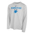 YOUTH OKC BLUE NIKE WORDMARK LONG SLEEVE T-SHIRT IN GREY - FRONT VIEW