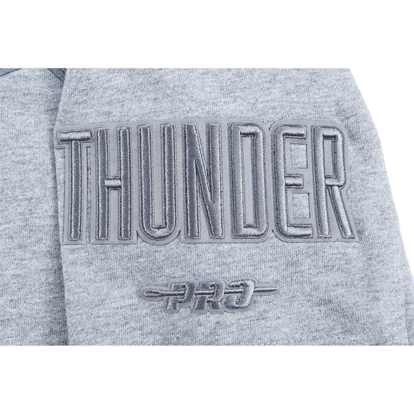Youth Oklahoma City Thunder Pro Standard Tonal French Terry T-Shirt in Grey - Sleeve Detail  