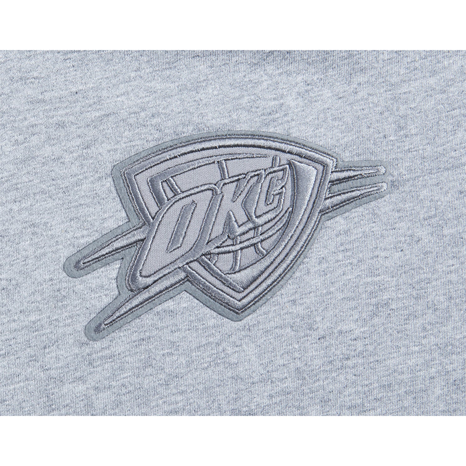 Youth Oklahoma City Thunder Pro Standard Tonal French Terry T-Shirt in Grey - Chest Detail  