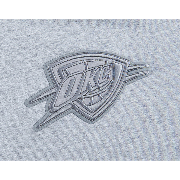 Youth Oklahoma City Thunder Pro Standard Tonal French Terry T-Shirt in Grey - Chest Detail  