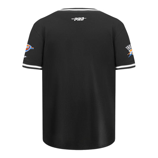 Youth Oklahoma City Thunder Classic Striped Ribbed T-Shirt in Black - Back View
