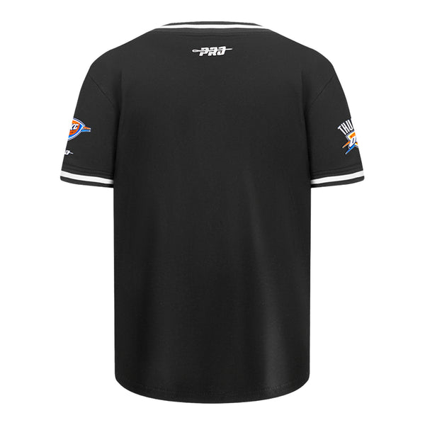 Youth Oklahoma City Thunder Classic Striped Ribbed T-Shirt in Black - Back View