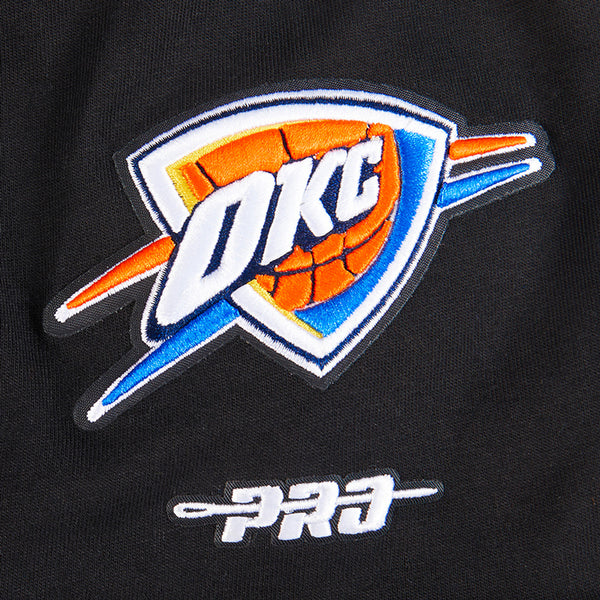 Youth Oklahoma City Thunder Classic Striped Ribbed T-Shirt in Black - Front Chest View